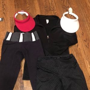Bundle of two work out capris jacket and visors